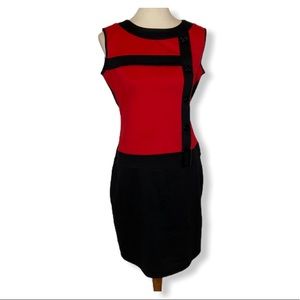 Voir Voir Red and Black Knit Retro Sheath Dress 10